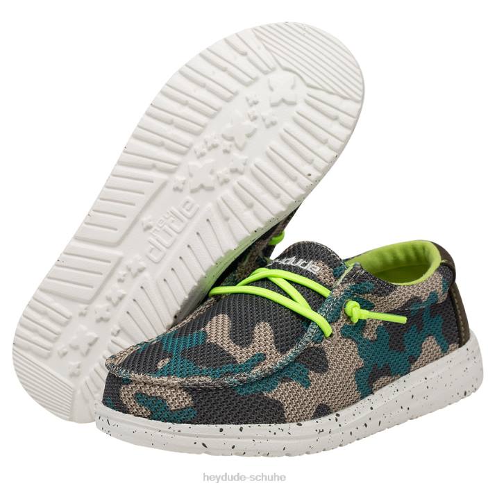 Hey Dude Kinder Wally Youth Sox Taupe Camo 2PV4214