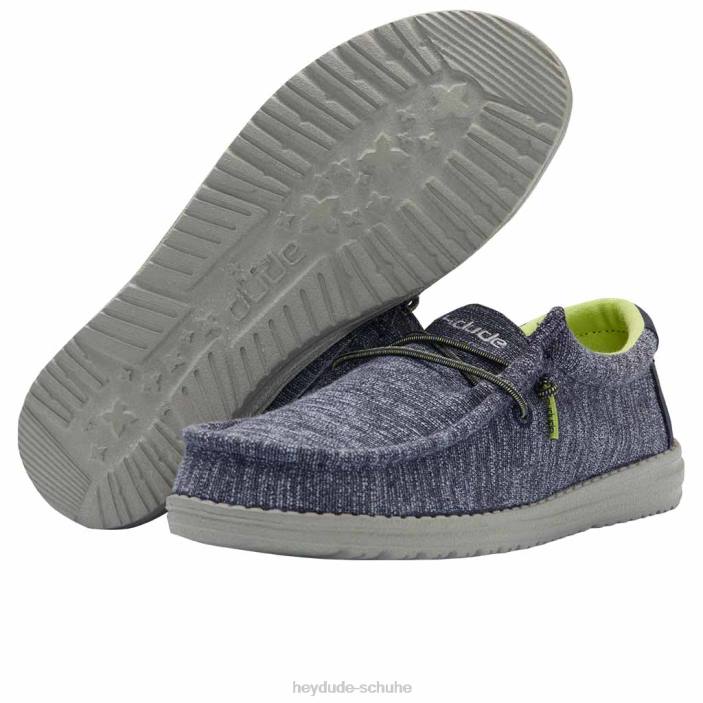 Hey Dude Kinder Wally Youth Stretch Navy 2PV4217