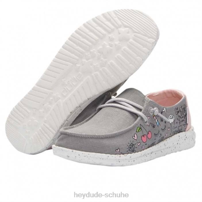Hey Dude Kinder Heydude Wendy Youth Chambray Doodle Grau 2PV4516