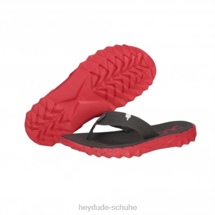 Hey Dude Männer Heydude Sava dunkelgrau-roter Canvas-Flip-Flop 2PV4366