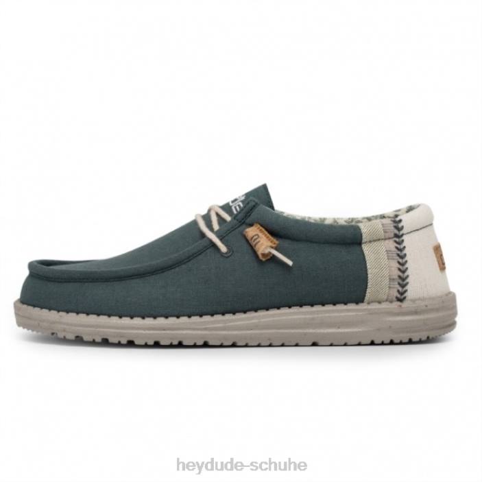 Hey Dude Männer Heydude Wally, natürliches Leinen, Blaugrün 2PV4255